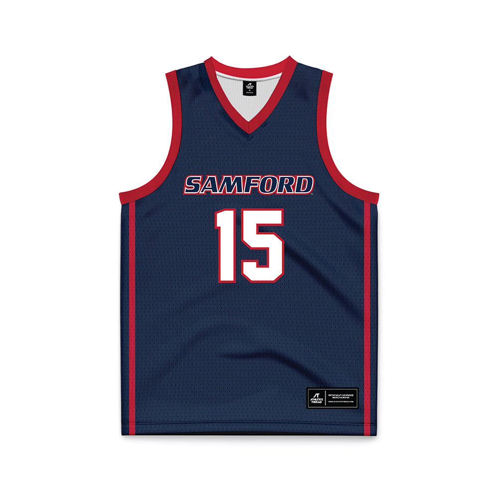 Samford - NCAA Men's Basketball : Grayson Walters - Navy Basketball Jersey-0