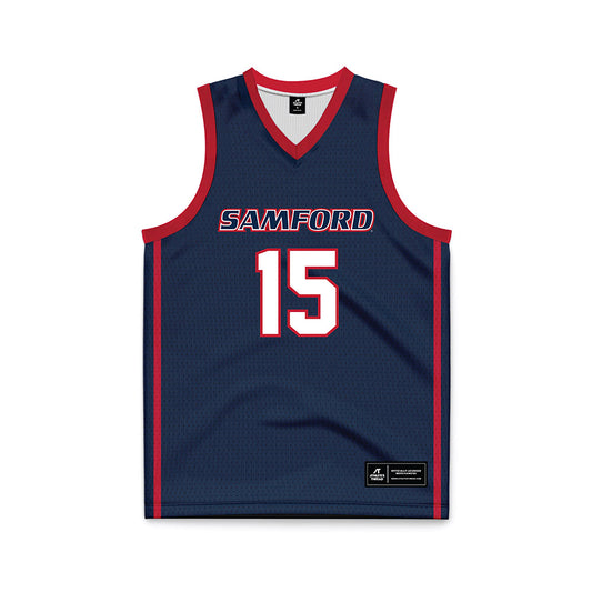 Samford - NCAA Men's Basketball : Grayson Walters - Navy Basketball Jersey-0