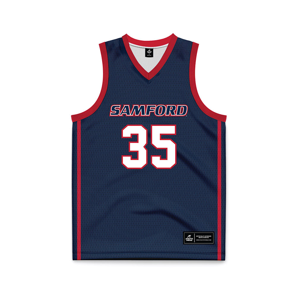 Samford - NCAA Women's Basketball : Alexis Woods - Navy Basketball Jersey-0