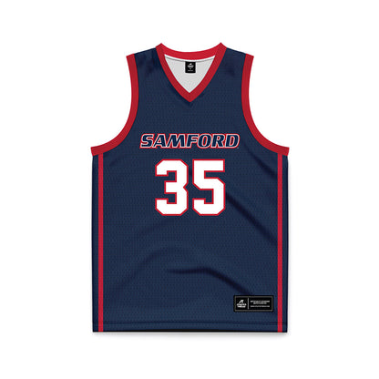 Samford - NCAA Women's Basketball : Alexis Woods - Navy Basketball Jersey-0