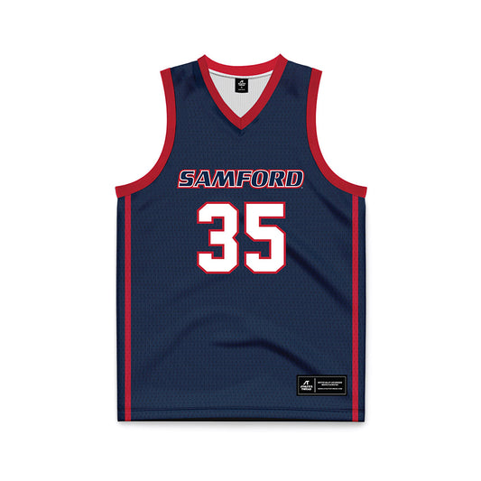 Samford - NCAA Women's Basketball : Alexis Woods - Navy Basketball Jersey-0