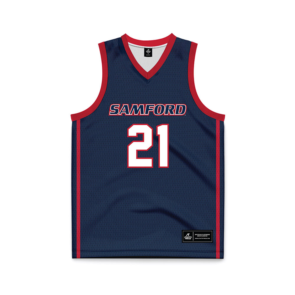 Samford - NCAA Men's Basketball : Rylan Jones - Navy Basketball Jersey-0