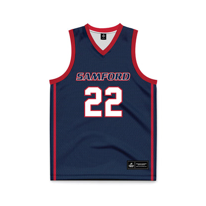 Samford - NCAA Men's Basketball : Thomas Kizer - Navy Basketball Jersey-0