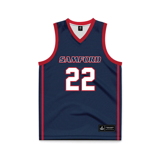Samford - NCAA Men's Basketball : Thomas Kizer - Navy Basketball Jersey-0