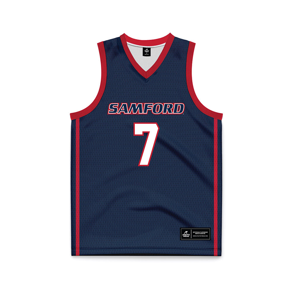 Samford - NCAA Men's Basketball : Paul Stramaglia - Navy Basketball Jersey-0