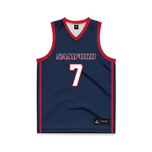 Samford - NCAA Men's Basketball : Paul Stramaglia - Navy Basketball Jersey-0