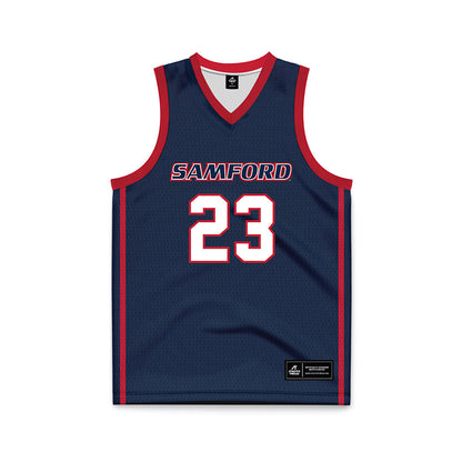 Samford - NCAA Men's Basketball : Caleb Harrison - Navy Basketball Jersey-0