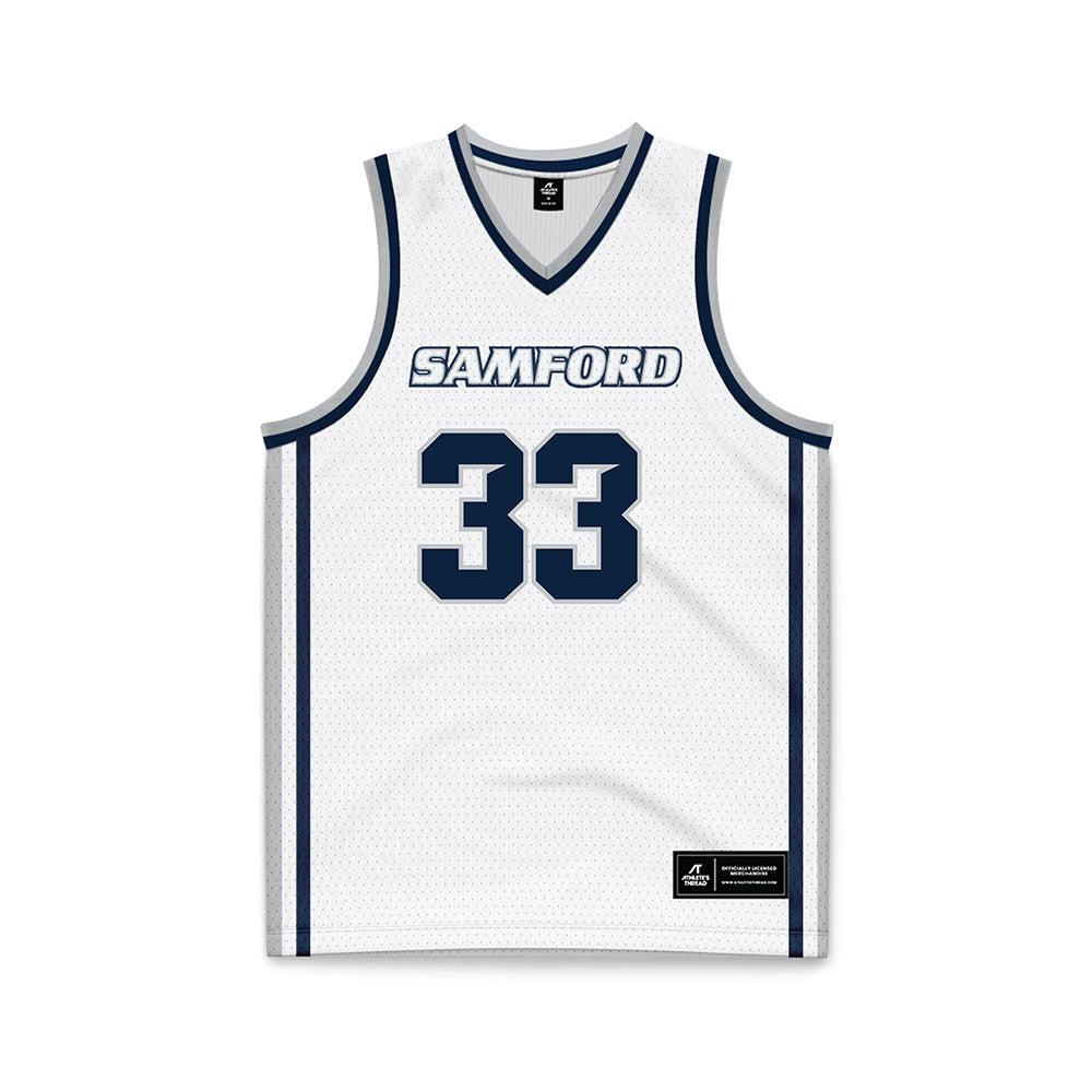 Samford - NCAA Men's Basketball : Zach Lamey - White Basketball Jersey-0