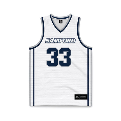 Samford - NCAA Men's Basketball : Zach Lamey - White Basketball Jersey-0