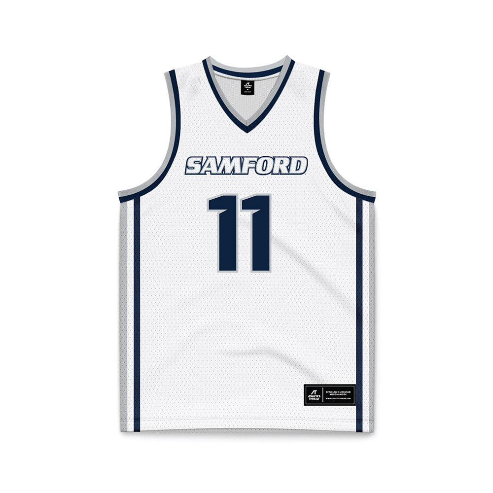 Samford - NCAA Men's Basketball : Cooper Davenport - White Basketball Jersey-0