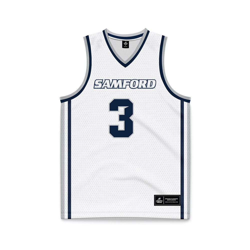 Samford - NCAA Men's Basketball : Trey Fort - White Basketball Jersey-0