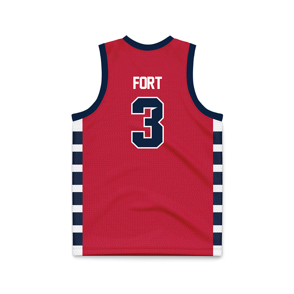 Samford - NCAA Men's Basketball : Trey Fort - Red Basketball Jersey-1