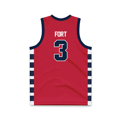 Samford - NCAA Men's Basketball : Trey Fort - Red Basketball Jersey-1