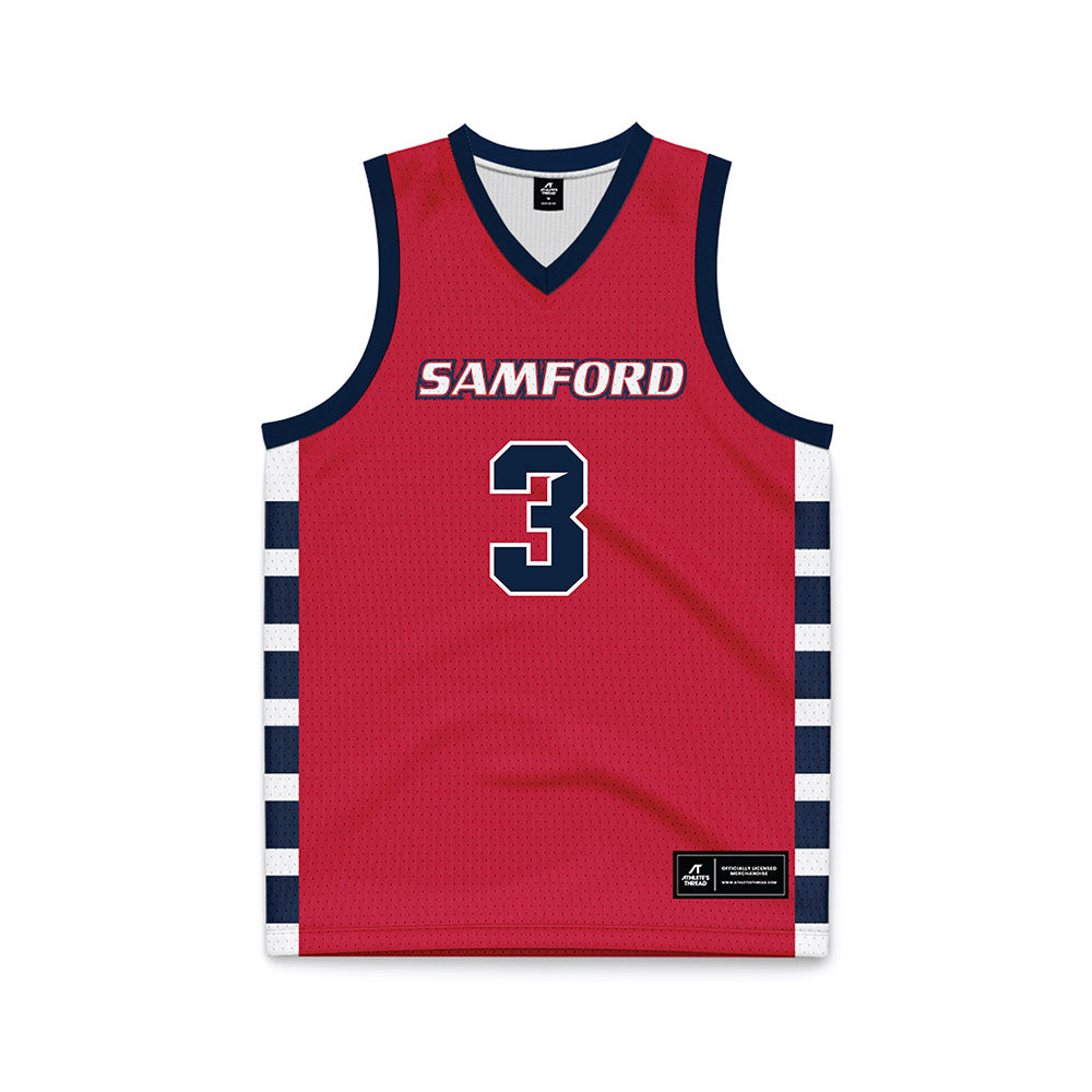 Samford - NCAA Men's Basketball : Trey Fort - Red Basketball Jersey-0