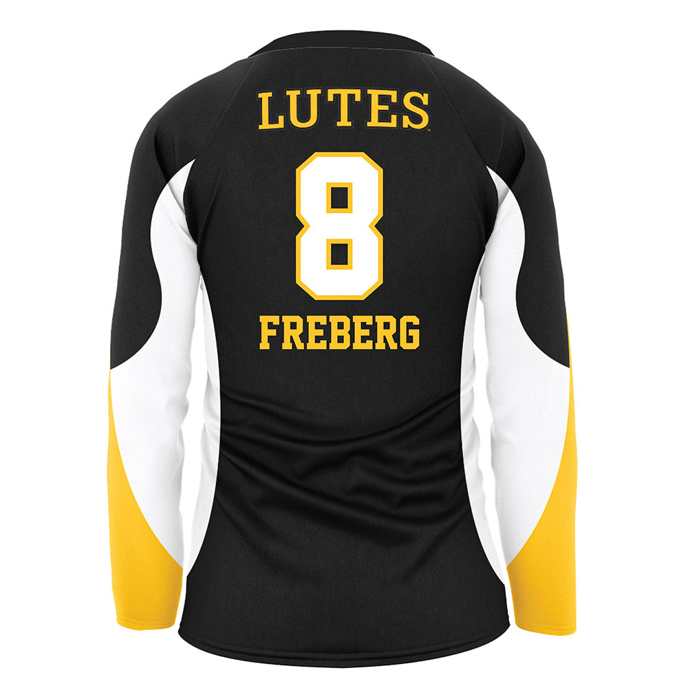 PLU - NCAA Women's Volleyball : Clarise Freberg - Black Volleyball Jersey-1