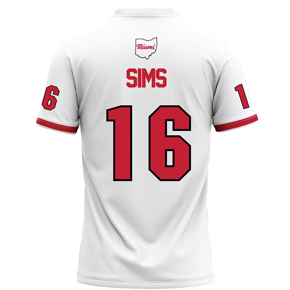 Miami of Ohio - NCAA Football : Ryan Sims - White Football Jersey-1