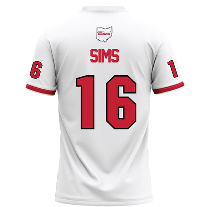 Miami of Ohio - NCAA Football : Ryan Sims - White Football Jersey-1