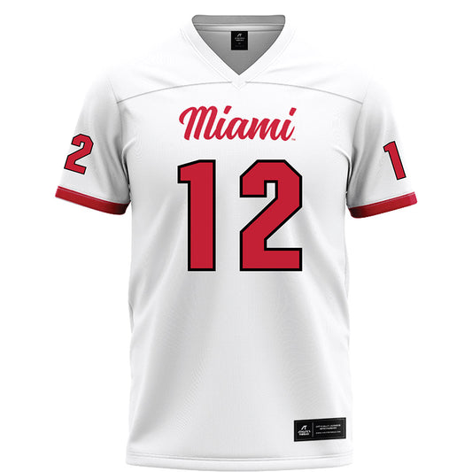 Miami of Ohio - NCAA Football : Corban Hondru - White Football Jersey-0