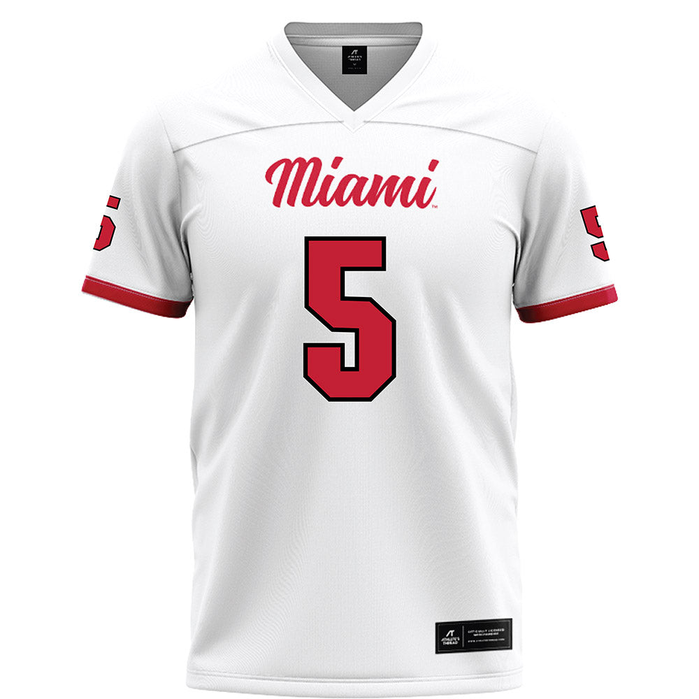Miami of Ohio - NCAA Football : Luke Evans - White Football Jersey-0