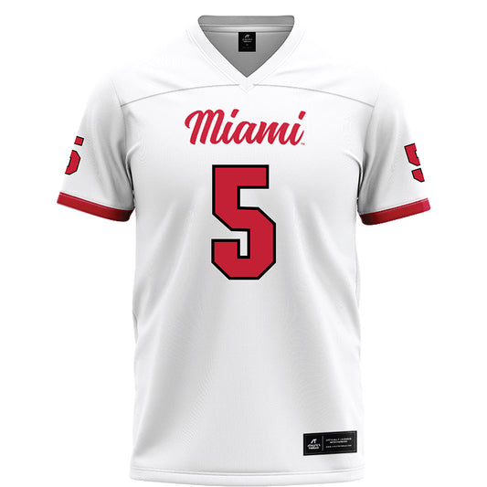 Miami of Ohio - NCAA Football : Luke Evans - White Football Jersey-0