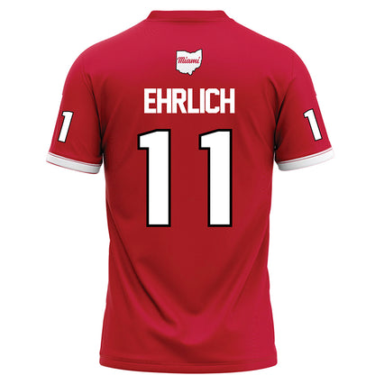 Miami of Ohio - NCAA Football : Noah Ehrlich - Red Football Jersey-1