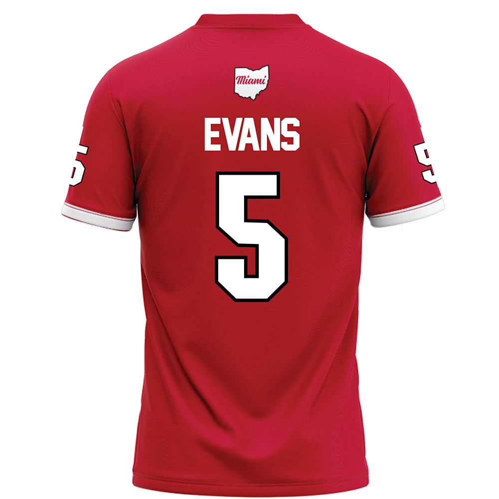 Miami of Ohio - NCAA Football : Luke Evans - Red Football Jersey-1
