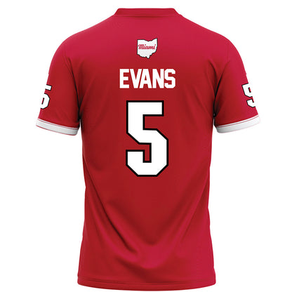 Miami of Ohio - NCAA Football : Luke Evans - Red Football Jersey-1