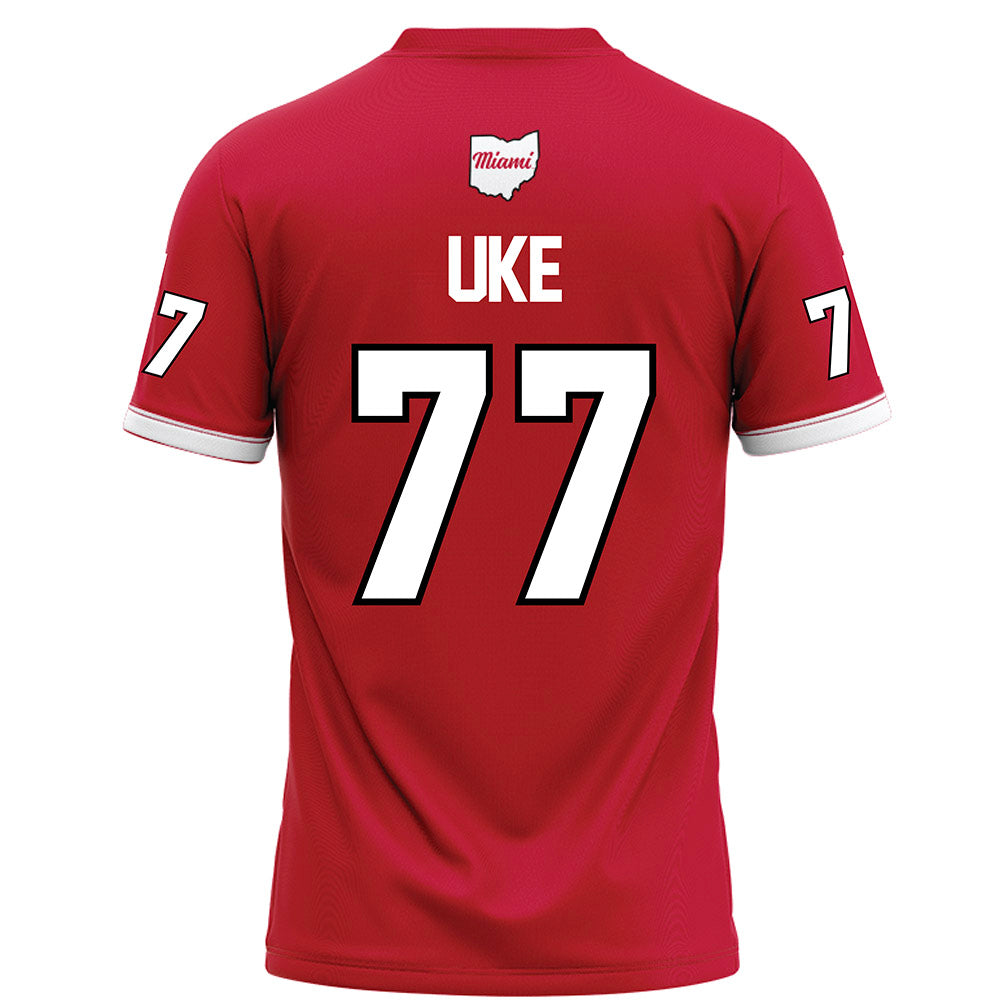 Miami of Ohio - NCAA Football : Austin Uke - Red Football Jersey-1