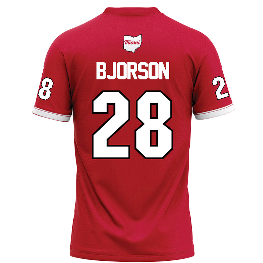 Miami of Ohio - NCAA Football : Andrew Bjorson - Red Football Jersey-1