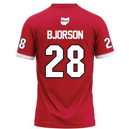 Miami of Ohio - NCAA Football : Andrew Bjorson - Red Football Jersey-1