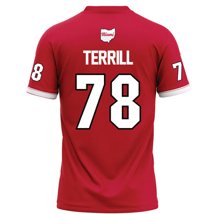 Miami of Ohio - NCAA Football : Drew Terrill - Red Football Jersey-1