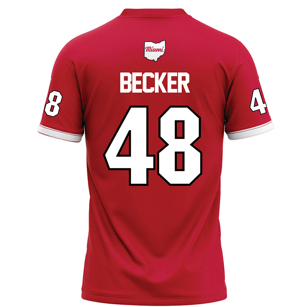Miami of Ohio - NCAA Football : Chase Becker - Red Football Jersey