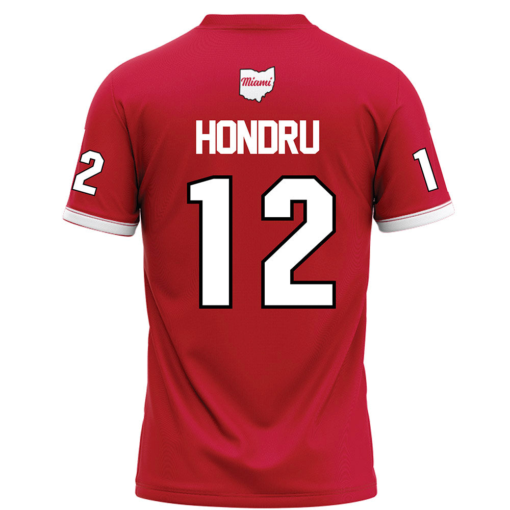 Miami of Ohio - NCAA Football : Corban Hondru - Red Football Jersey-1