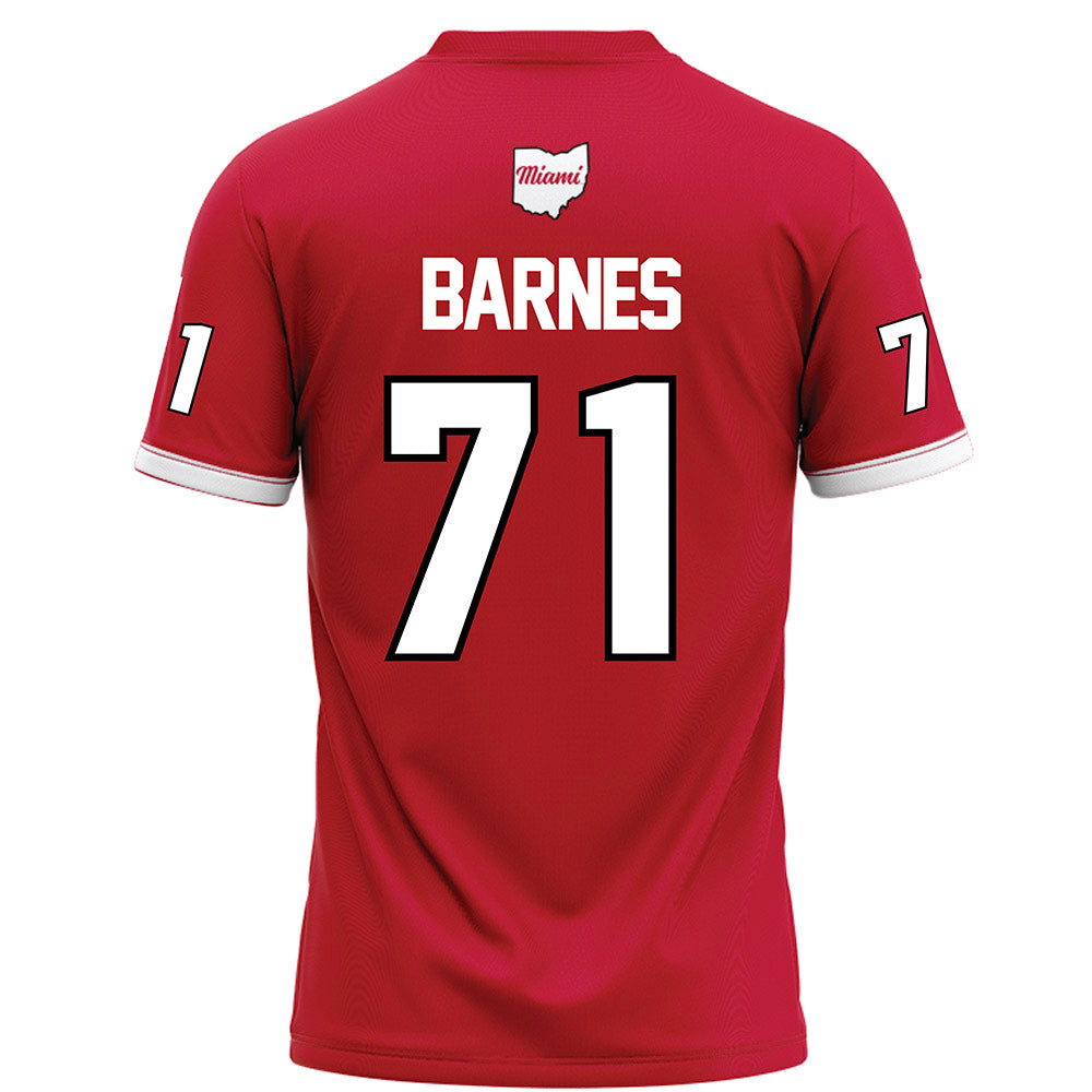 Miami of Ohio - NCAA Football : Lucas Barnes - Red Football Jersey-1