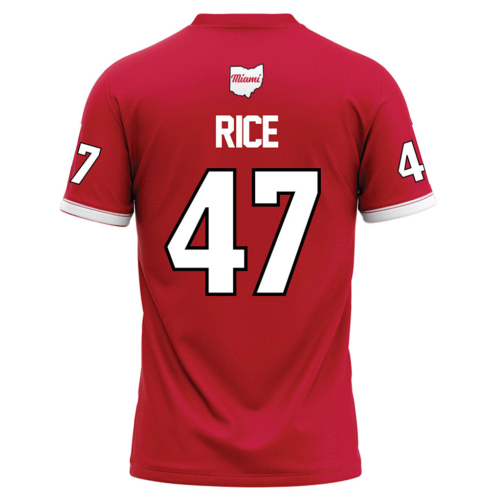 Miami of Ohio - NCAA Football : Brach Rice - Red Football Jersey-1