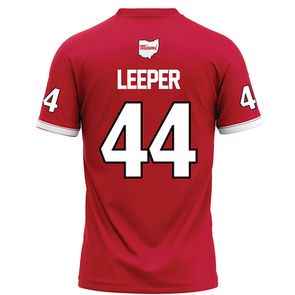 Miami of Ohio - NCAA Football : Grant Leeper - Red Football Jersey-1