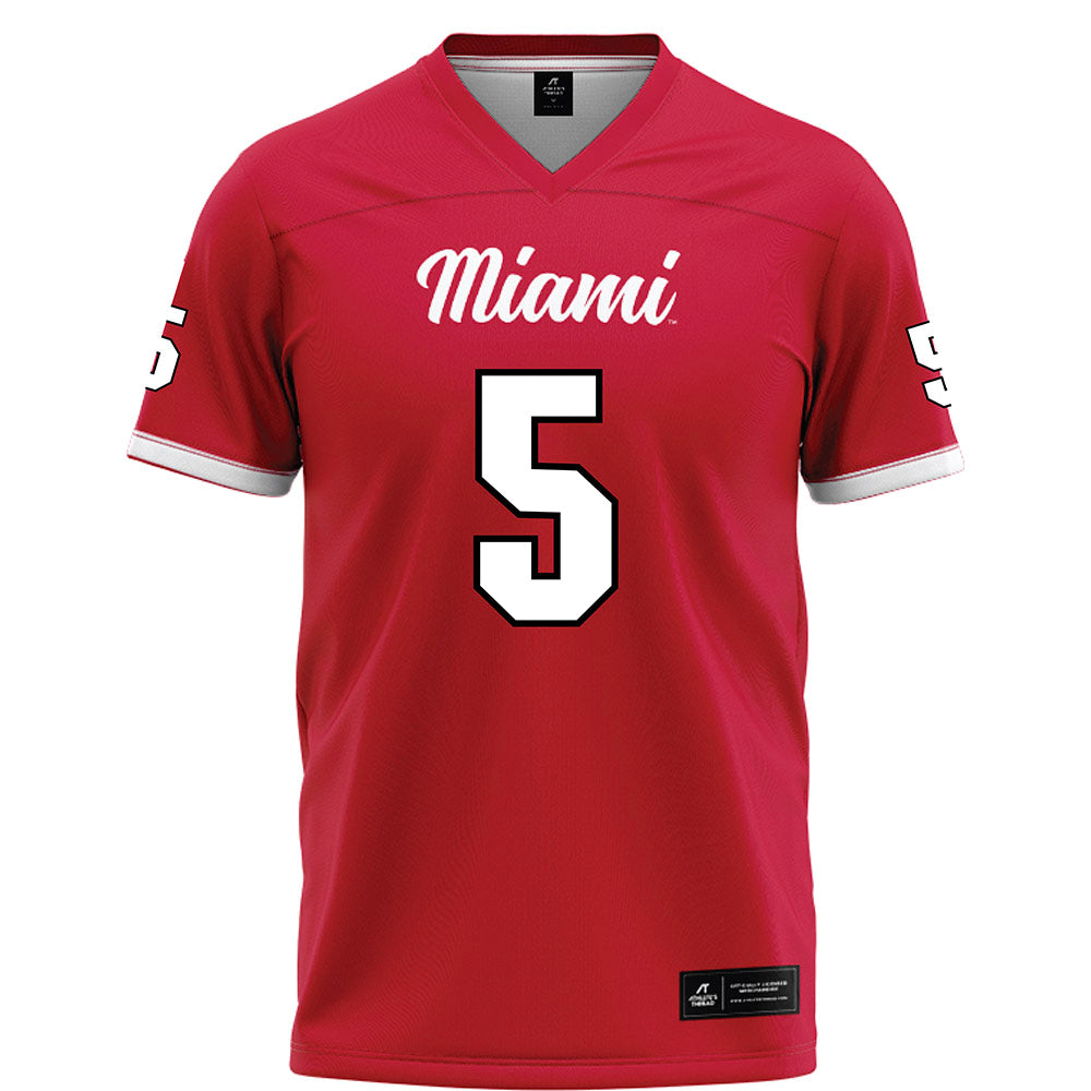 Miami of Ohio - NCAA Football : Luke Evans - Red Football Jersey-0