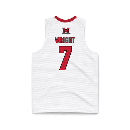 Miami of Ohio - NCAA Men's Basketball : Ethan Wright - White Basketball Jersey-1