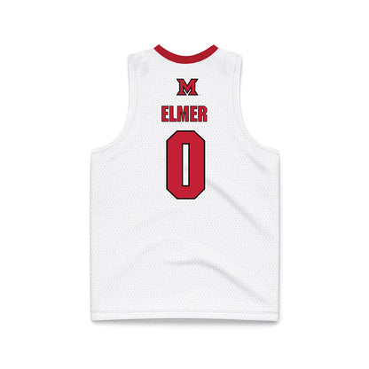 Miami of Ohio - NCAA Men's Basketball : Eian Elmer - White Basketball Jersey-1