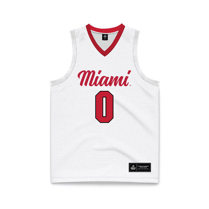 Miami of Ohio - NCAA Men's Basketball : Eian Elmer - White Basketball Jersey-0
