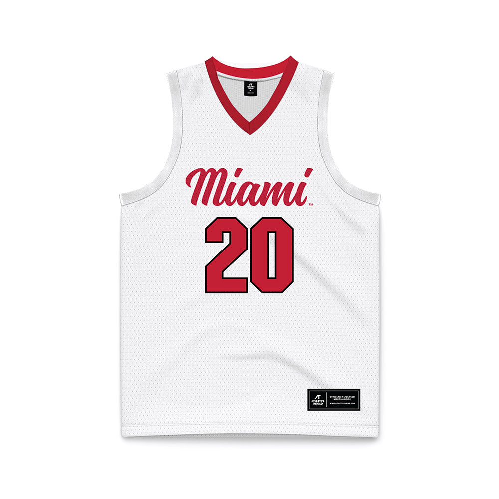 Miami of Ohio - NCAA Men's Basketball : Tyler Robbins - White Basketball Jersey-0