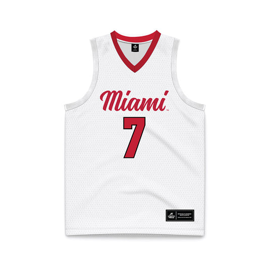 Miami of Ohio - NCAA Men's Basketball : Ethan Wright - White Basketball Jersey-0
