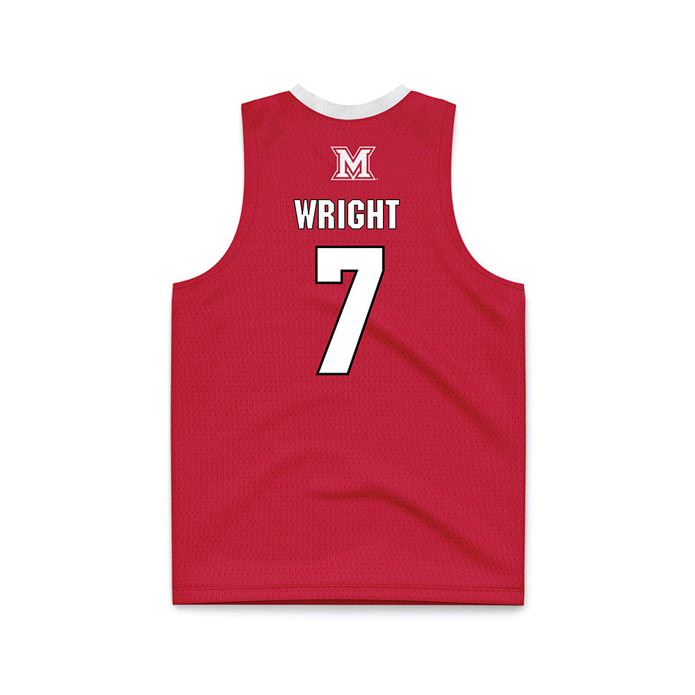 Miami of Ohio - NCAA Men's Basketball : Ethan Wright - Red Basketball Jersey-1
