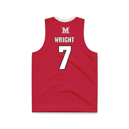 Miami of Ohio - NCAA Men's Basketball : Ethan Wright - Red Basketball Jersey-1
