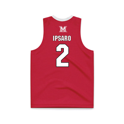 Miami of Ohio - NCAA Men's Basketball : Evan Ipsaro - Red Basketball Jersey-1