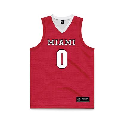 Miami of Ohio - NCAA Men's Basketball : Eian Elmer - Red Basketball Jersey-0