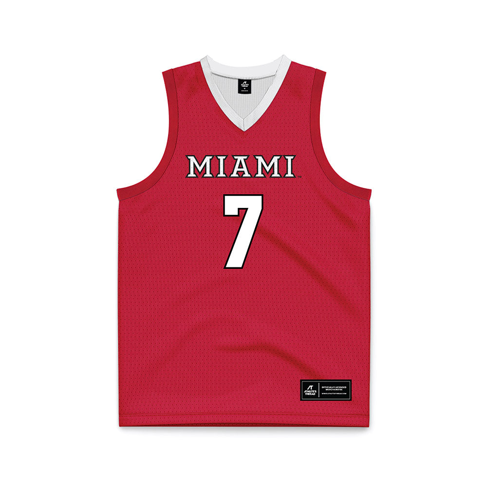 Miami of Ohio - NCAA Men's Basketball : Ethan Wright - Red Basketball Jersey-0