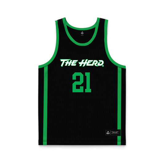 Marshall - NCAA Women's Basketball : Emari Doby - Black Basketball Jersey-0