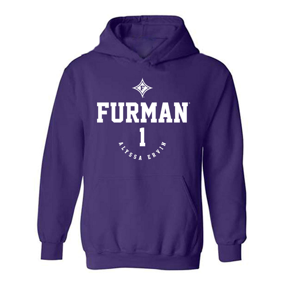 Furman - NCAA Women's Basketball : Alyssa Ervin - Classic Fashion Shersey Hooded Sweatshirt-0