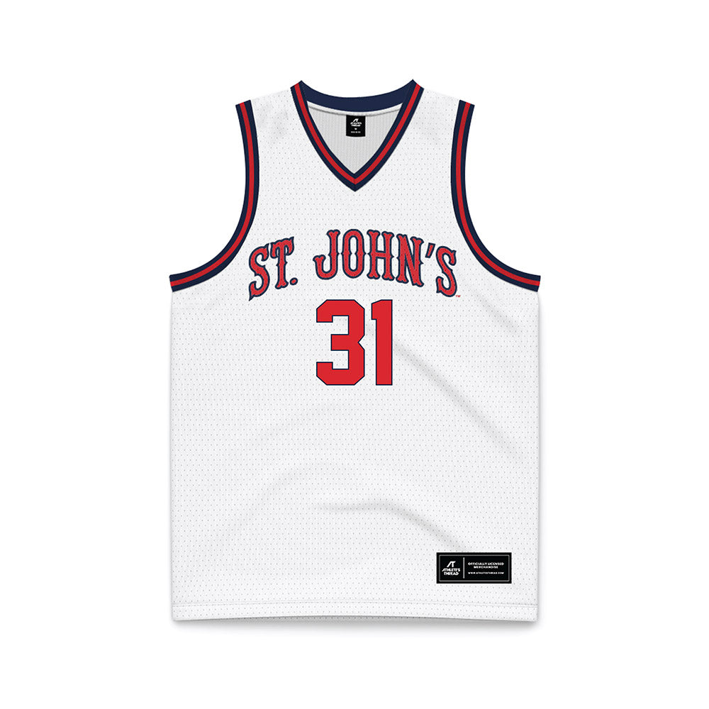 St. Johns - NCAA Men's Basketball : Lefteris Liotopoulos - White Basketball Jersey-0
